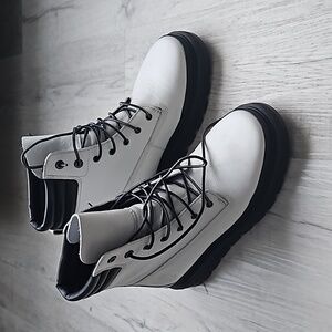 Timberland White Leather Platform Boots